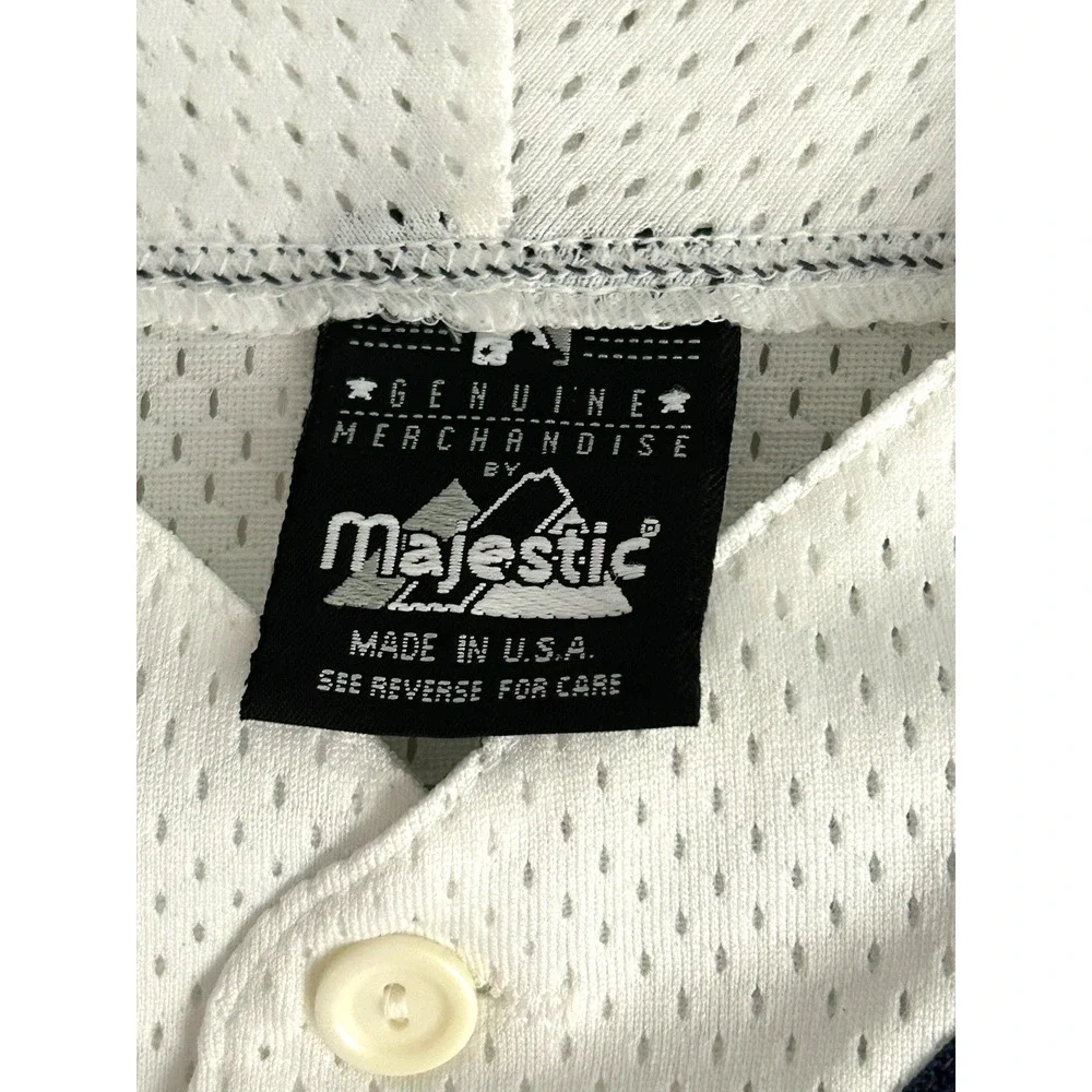 Vtg NY Yankees Majestic Jersey Men's 2X White Mesh MLB Baseball Made In USA Read